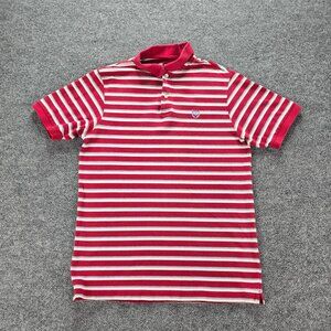 Chaps Ralph Lauren Polo Shirt Mens Medium‎ Red Striped Short Sleeve Y2K Preppy